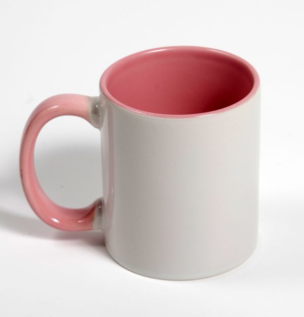 Personalized Photo Ceramic Mug Pink HANDLE 11oz
