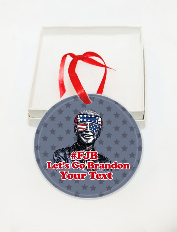 Personalized Lets Go Brandon FJB Funny GLASS Ornament  Gift  #1
