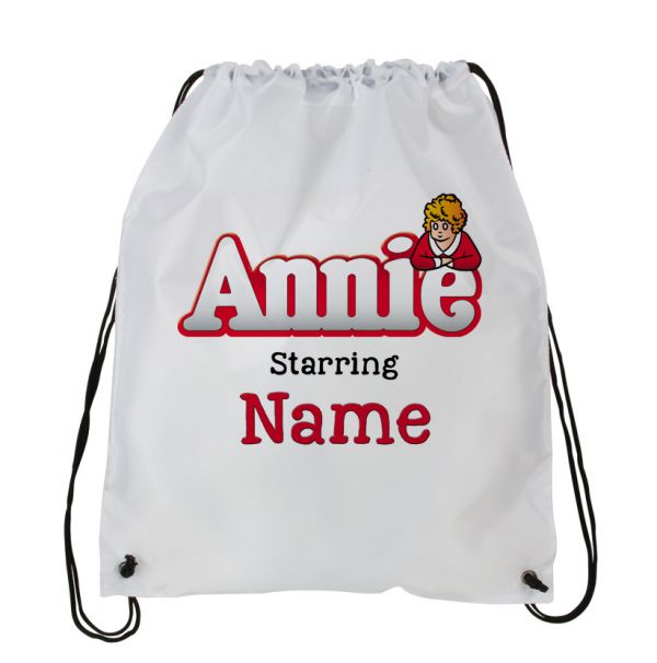 Personalized Little Orphan Annie Draw String Back Pack,  Backpack, White Drawstring Bag #1 ~ Add Name