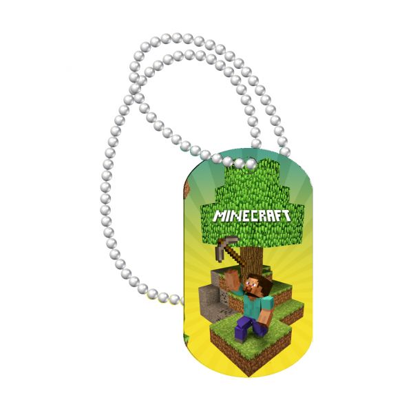 Personalized Minecraft Dog Tag and Beaded chain 
