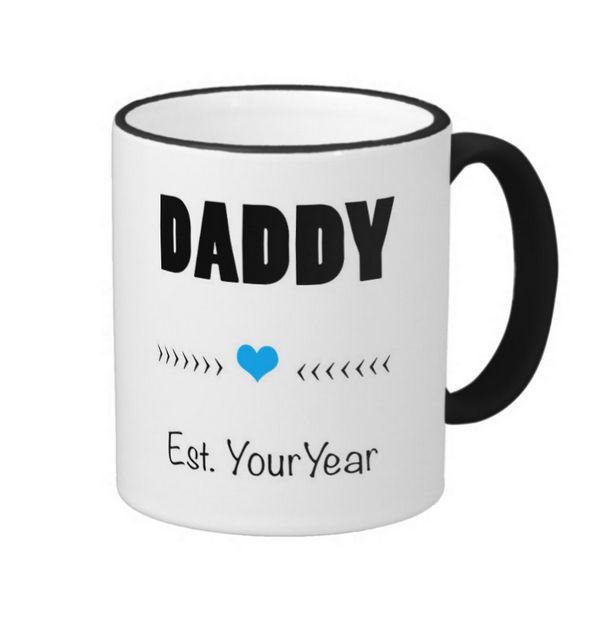 Personalized Daddy Established #1 Ceramic Mug 11oz With Black Handle and Trim