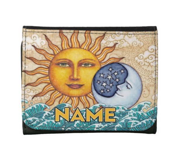 Small Faux Leather Wallet Sun and Moon 1