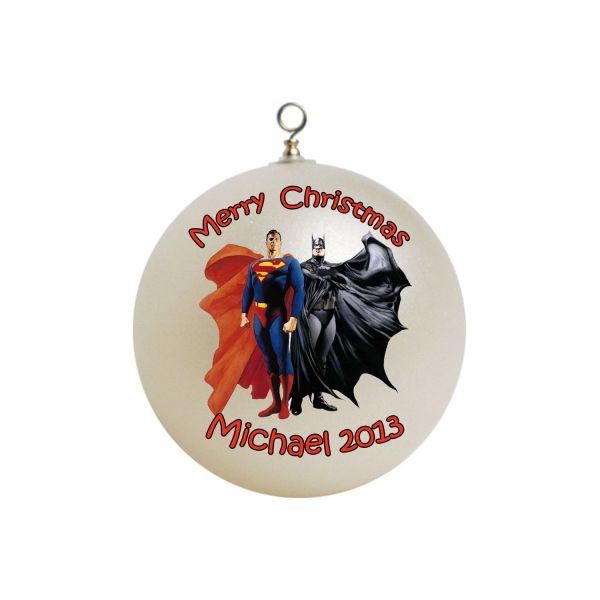 Personalized Superman  & Batman Christmas Ornament #2