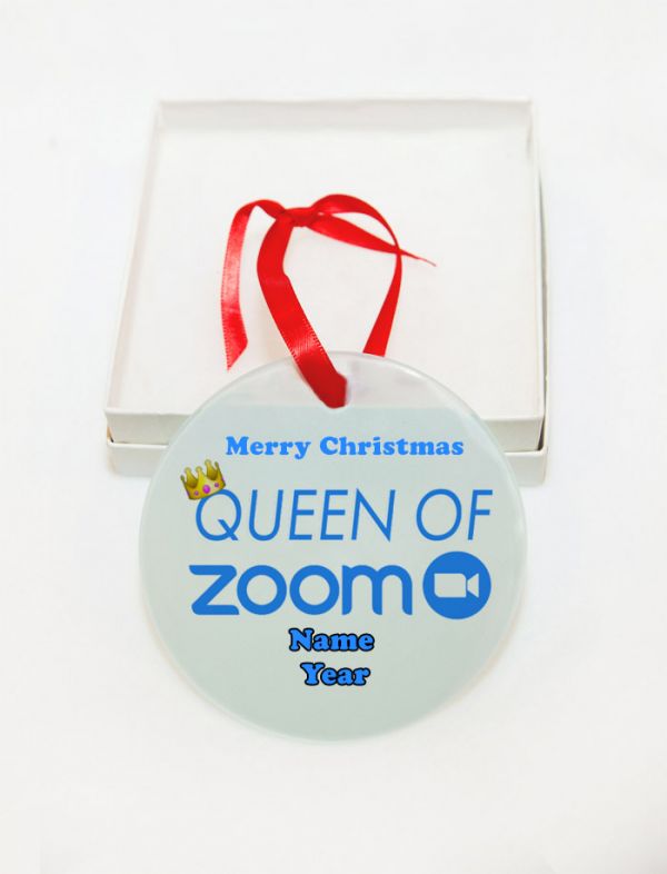 Personalized Queen of Zoom GLASS Ornament  Gift  #1