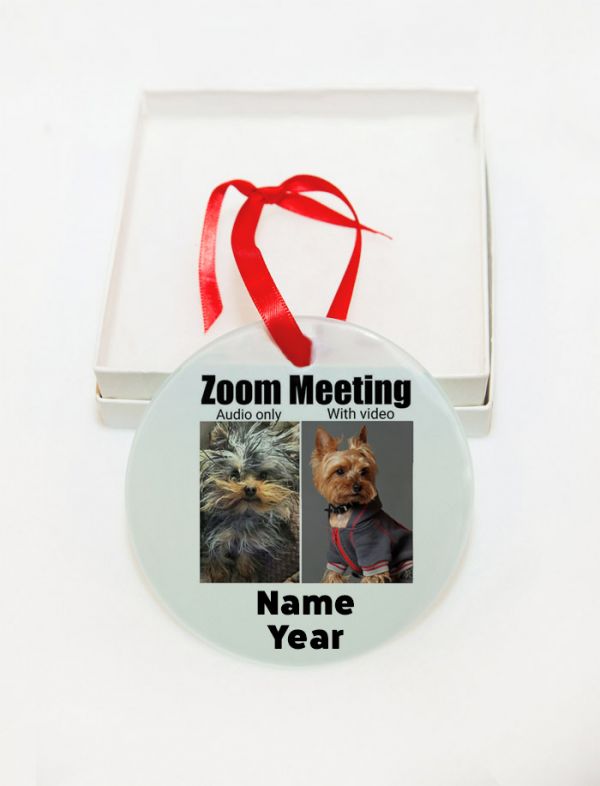 Personalized Boy  Funny Zoom Meeting Audio Only With Video GLASS Ornament  Gift  #3